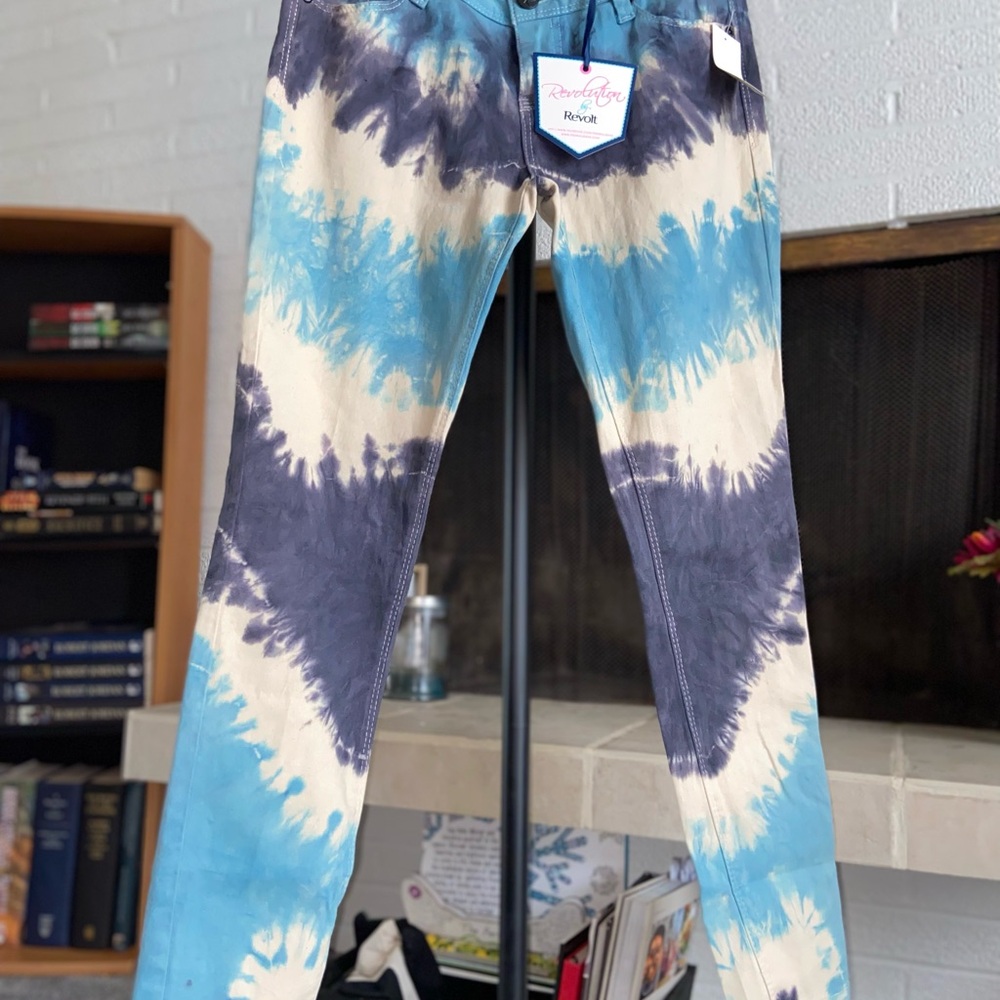 Revolt Jeans Blue and White TyeDye Skinny Jeans